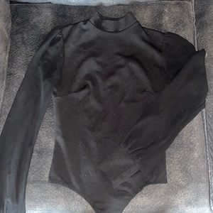 BLACK MOCK NECK BODYSUIT W/ SHEER SLEEVES